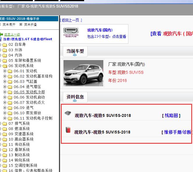 2018年观致汽车-观致5 SUV/5S维修手册及电路图