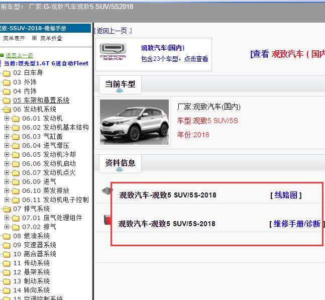 2018年观致汽车-观致5 SUV/5S维修手册及电路图