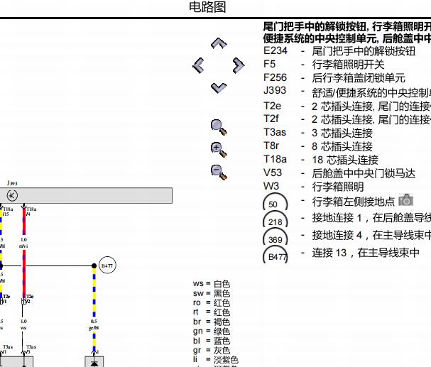 2012年大众迈腾尾门电路图