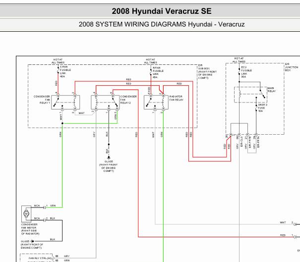 2008年现代维拉克斯发动机冷却风扇电路图