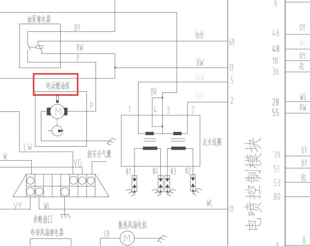 新晨动力4RB3发动机燃油泵电路图