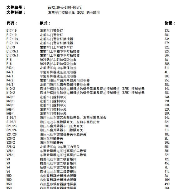 2008年奔驰S500车门电路图