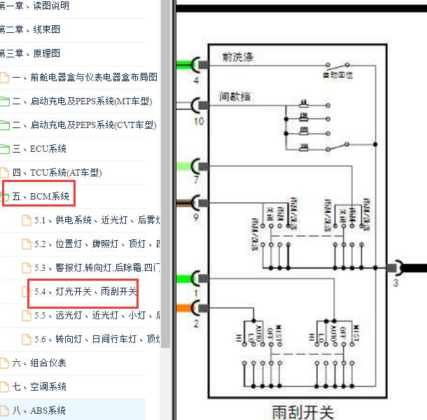 2016年凯翼V3 雨刮电路图