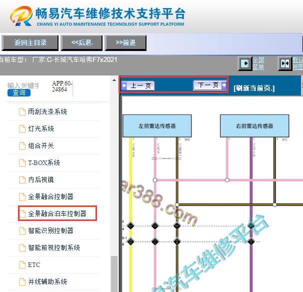 2021年哈弗F7X倒车雷达和全景影像电路图