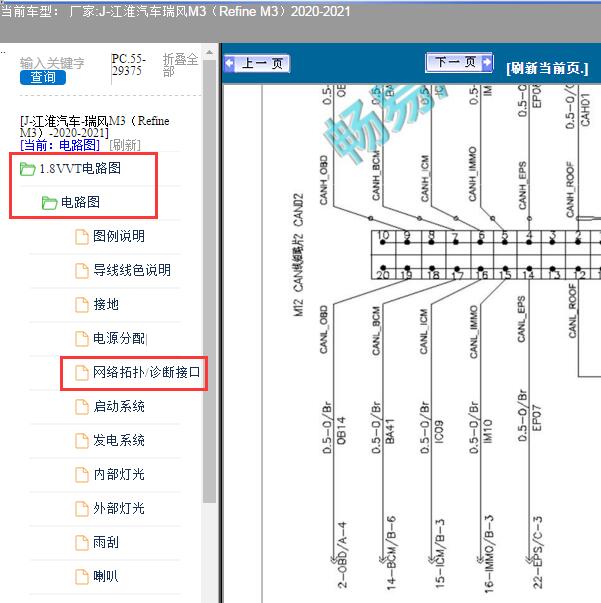 2021年江淮瑞风M3网络电路图
