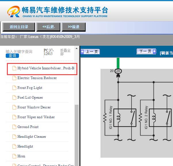 2009年雷克萨斯RX450h起动电器电路图