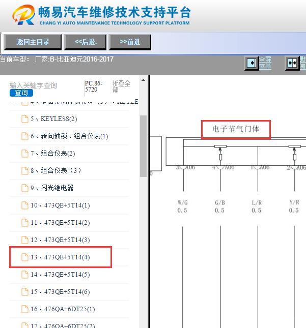 2016-2017年比亚迪元发动机节气门电路图