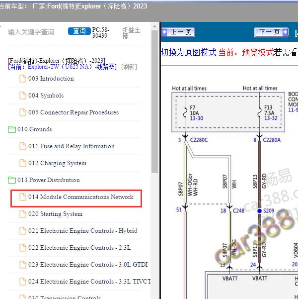 2023年Ford(福特)-Explorer（探险者）通讯线路图