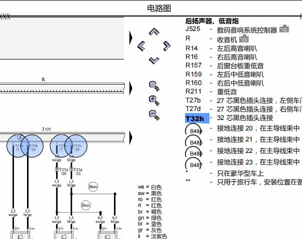2015年奥迪A4娱乐音响系统电路图