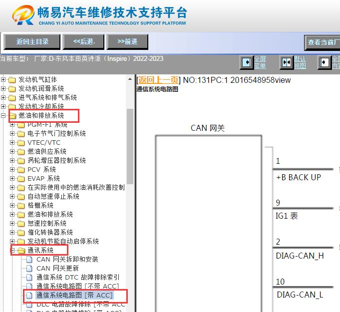 2022-2023年本田英诗派网关电路图资料