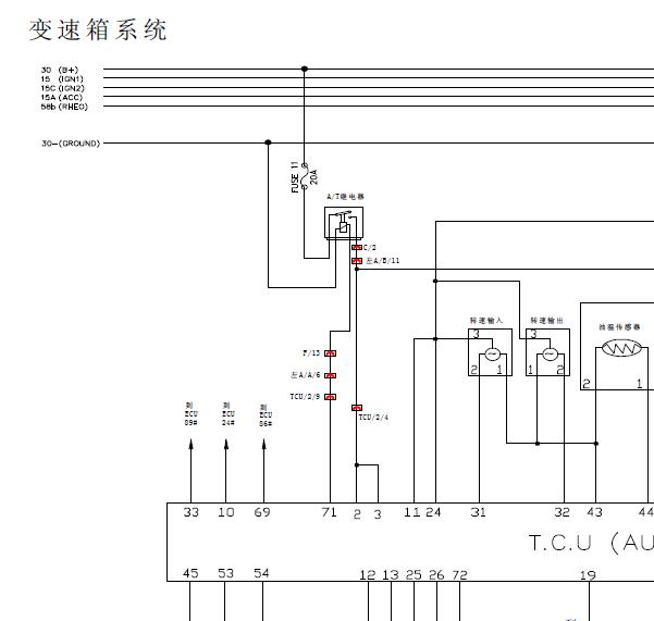奇瑞瑞虎自动变速箱电路图