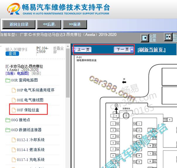 2019-2020年长安马自达昂克赛拉保险丝盒资料