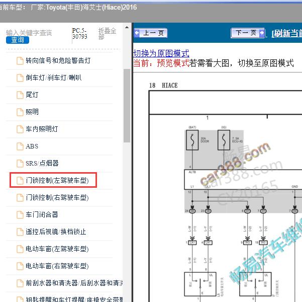 2016年Toyota(丰田)-海艾士(Hiace) 门锁控制电路图