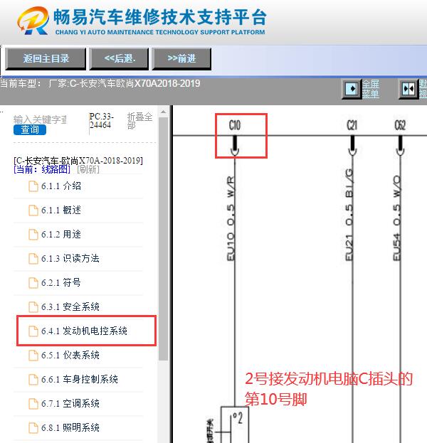 2018-2019年长安欧尚X70A离合器开关电路图