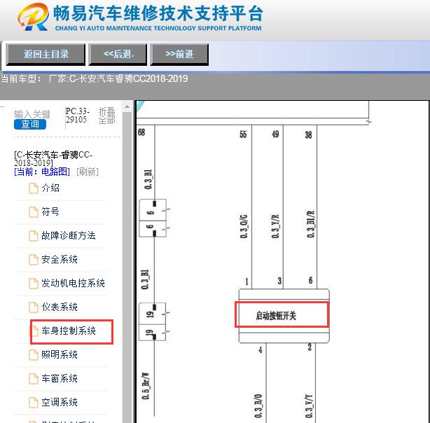 2018-2019年长安睿骋CC一键启动电路图