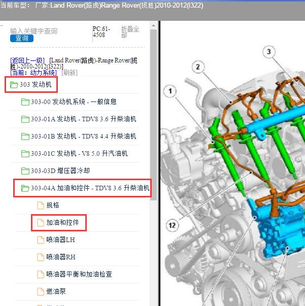2010年路虎揽胜发动机油管装配图