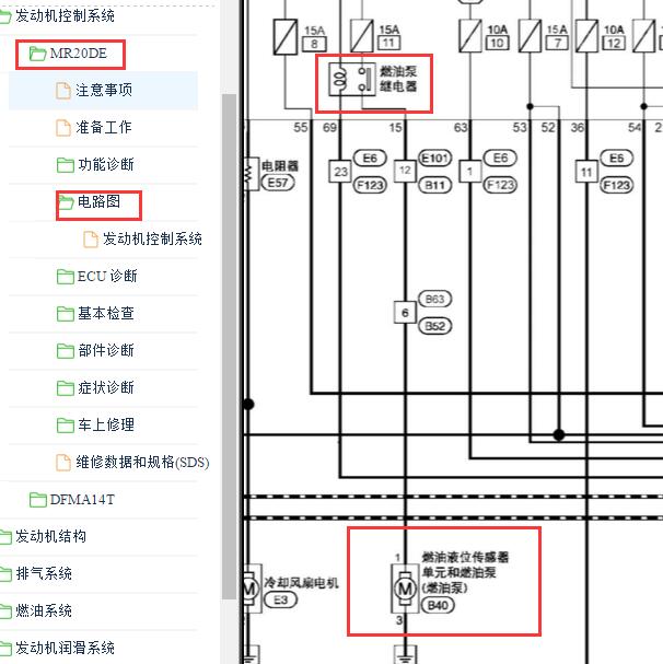 2018年启辰T90 MR20发动机油泵电路图