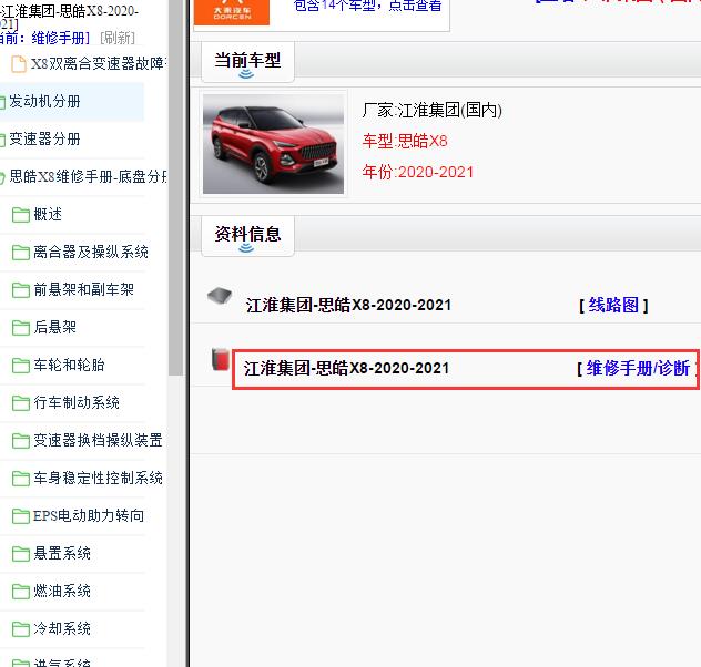 2020-2021年江淮思皓X8 维修手册