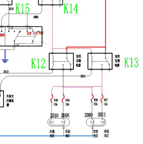 2017年金龙D11近光灯电路图