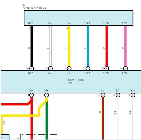 2007年丰田卡罗拉1ZR发动机加速踏板电路图