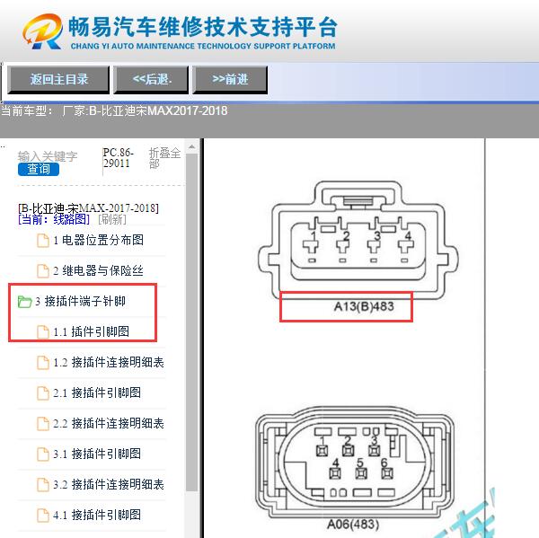 2017-2018年比亚迪宋MAX发电机针脚图