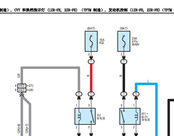 2015年丰田卡罗拉发动机和ABS电路图