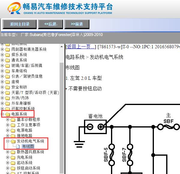 2009-2010年斯巴鲁森林人发动机电路图