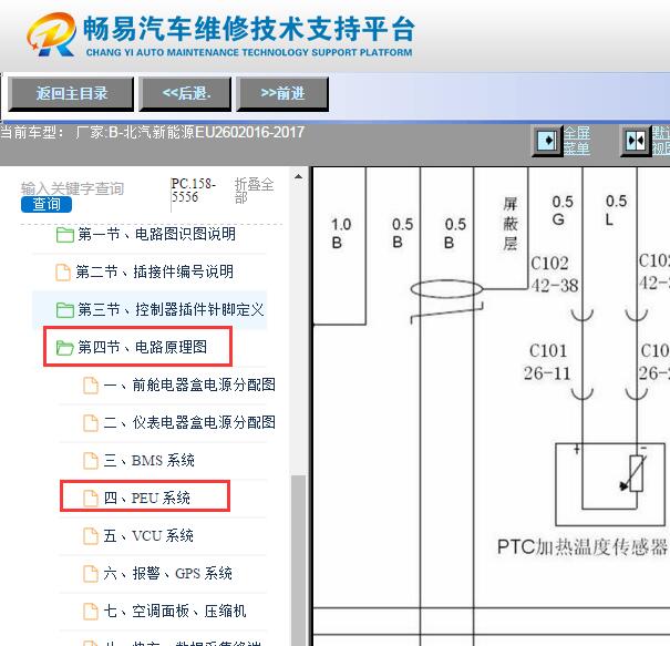 2016-2017年北汽新能源EU260 PTC加热电路图