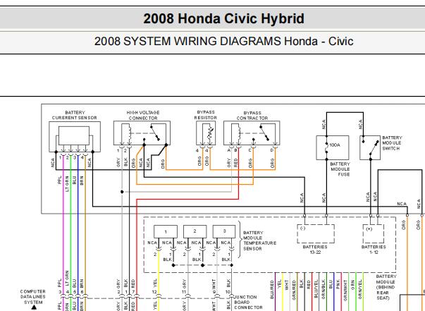 2008年本田思域混动版网络通讯和混合动力部分电路图