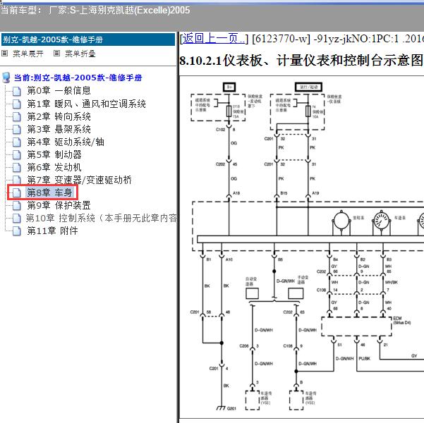 2005年上海别克-凯越 燃油表电路图