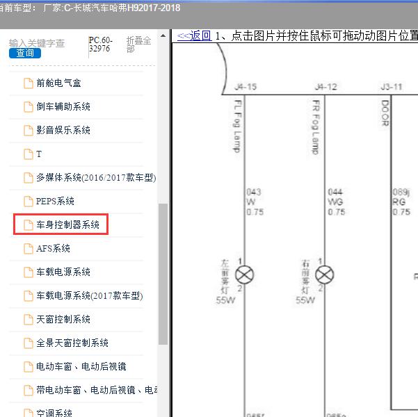 2017-2018年长城汽车-哈弗H9 雾灯电路图