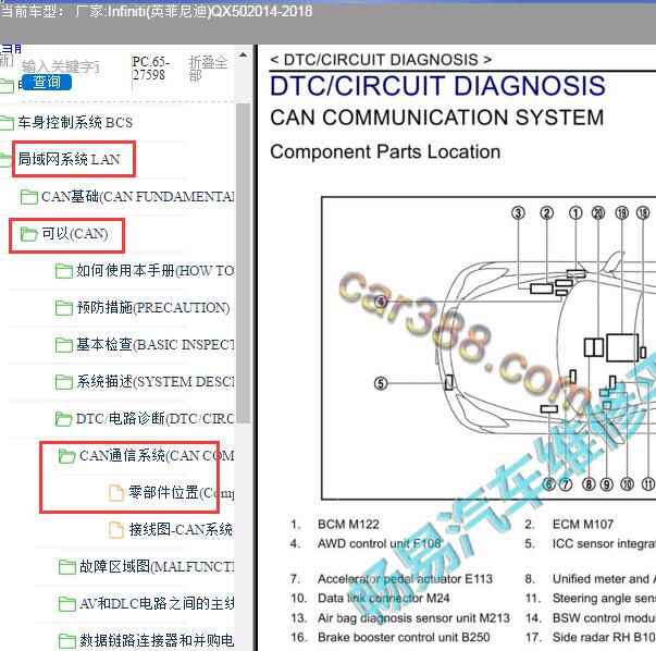 2014年英菲尼迪QX50网关位置