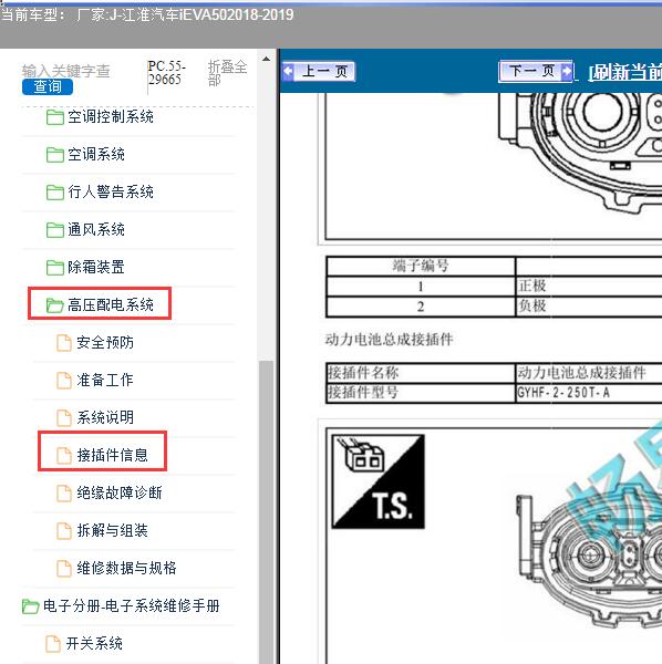2018年江淮汽车-iEVA50 高压配电系统针脚资料