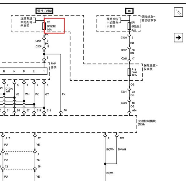 2010年别克凯越F2保险丝电路图