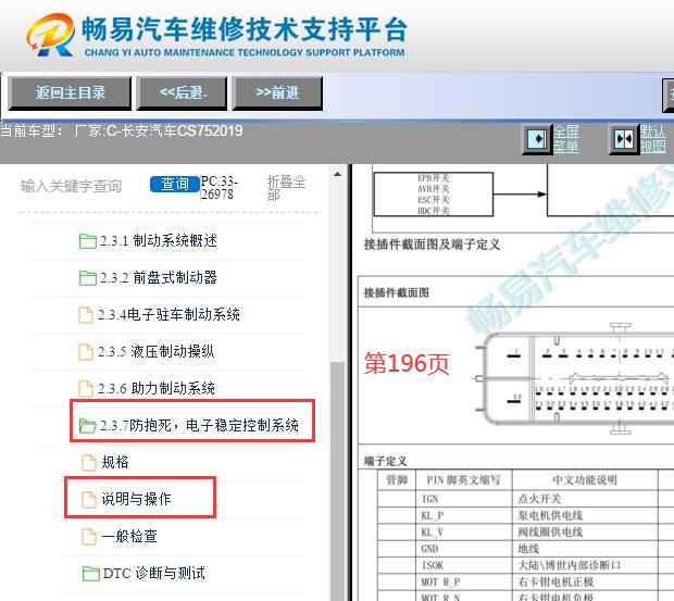 2019年长安CS75 ABS针脚资料