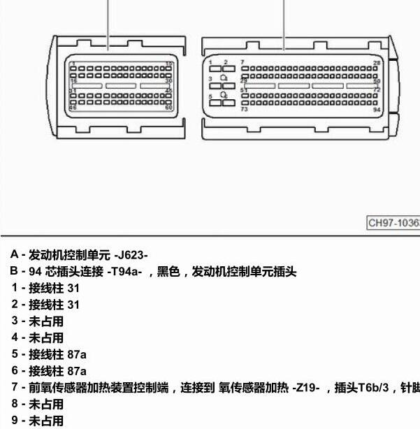2019年大众朗逸DJS发动机针脚定义