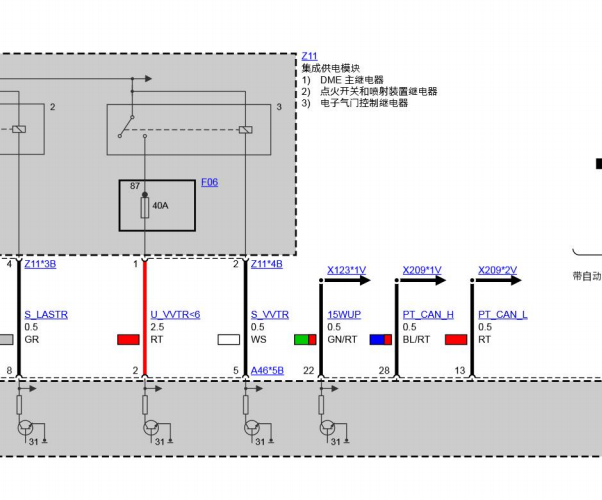 2014年宝马528LI 发动机舱电控盒电路图