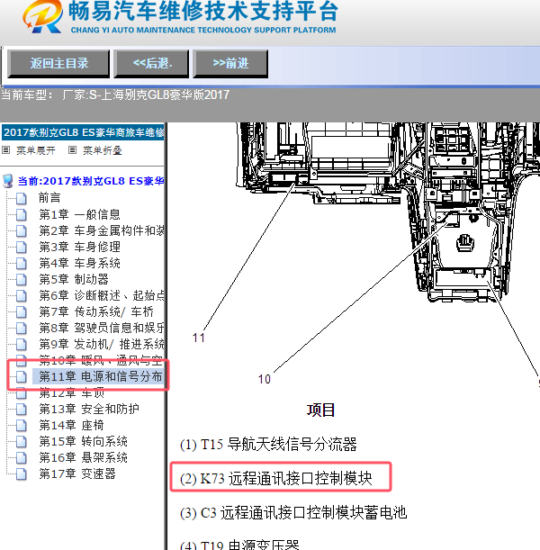 2017年别克GL8 安吉星模块位置