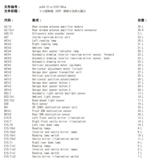 2003年奔驰S350车顶控制单元电路图