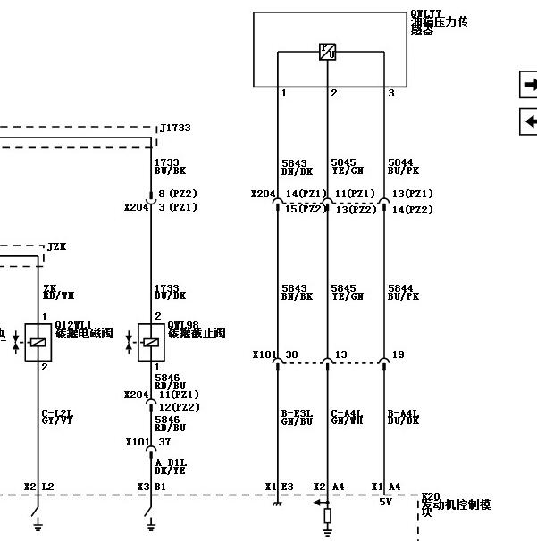 2020年五菱荣光小卡碳罐电磁阀电路图