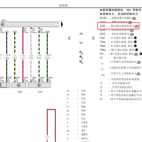 2022年奥迪A6L冷却风扇电路图