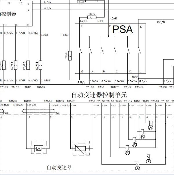 2005年华晨中华尊驰变速箱电路图