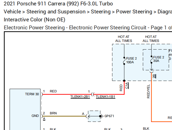 2021年保时捷911转向系统电路图