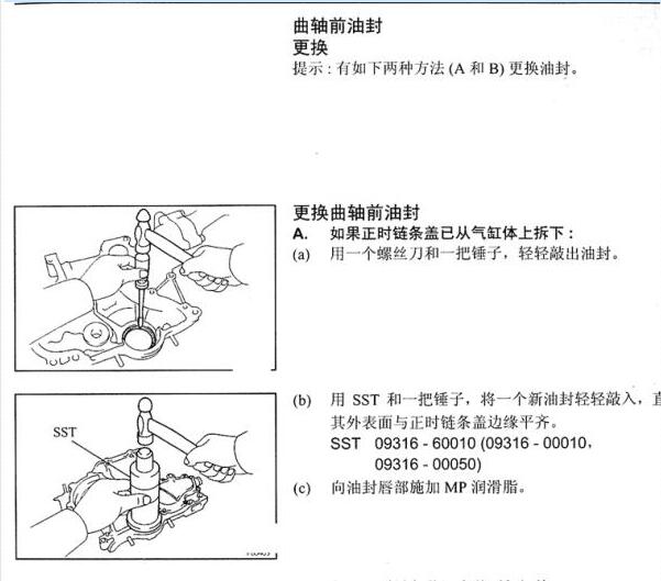 2002年丰田沙漠王子发动机油封资料
