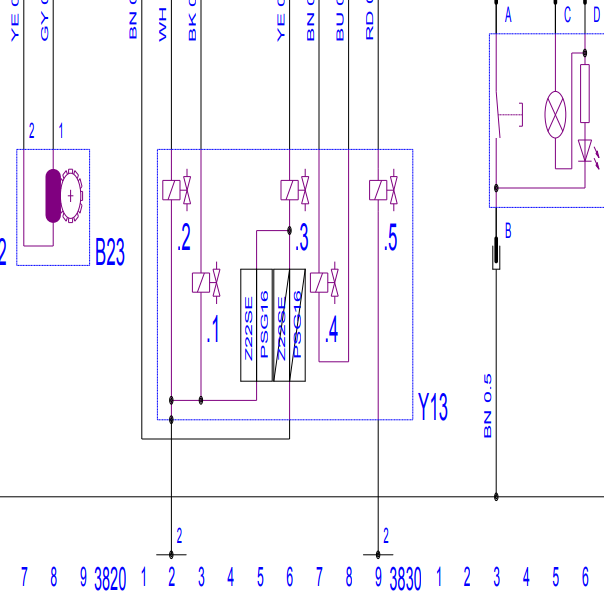 2004年欧宝Zafira变速箱电磁阀电路图