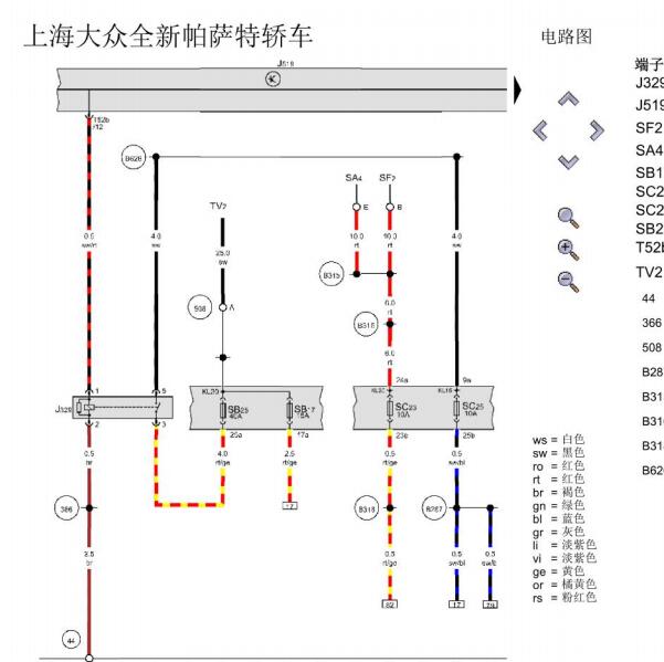 2015年大众帕萨特变速箱电路图