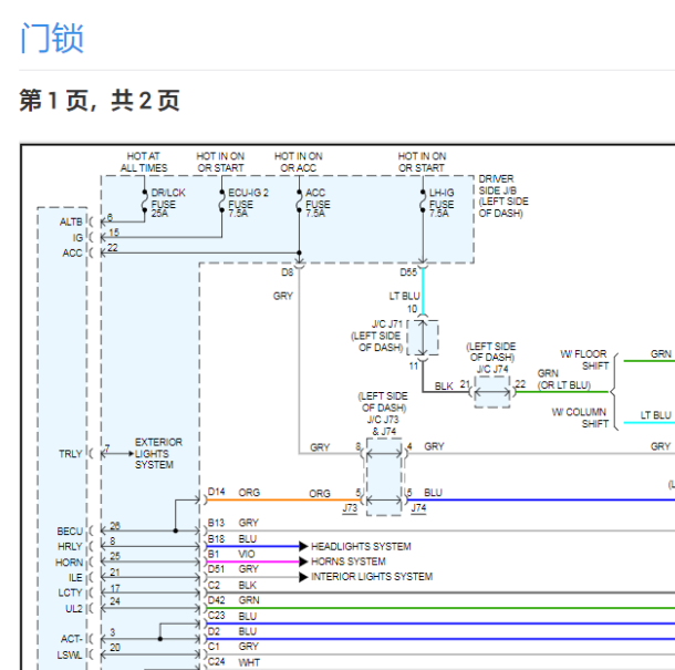 2009年丰田坦途门锁电路图