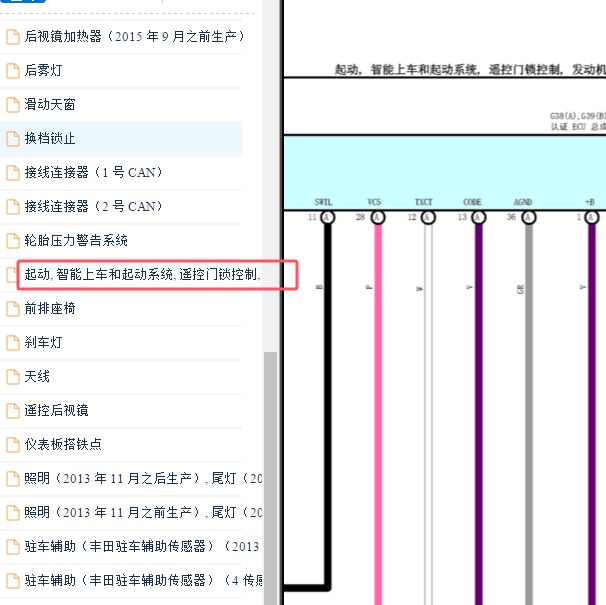 2011-2015年丰田酷路泽一键启动智能盒系统电路图