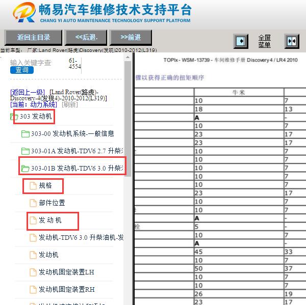 2010-2012年路虎发现发动机维修手册与扭矩