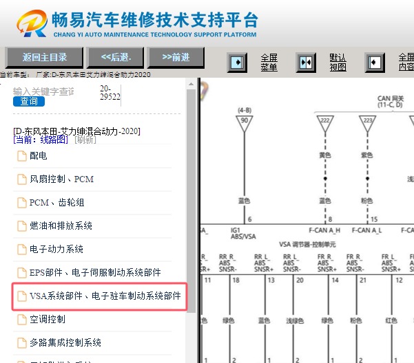 2020年东风本田艾力绅混动版 制动系统电路图